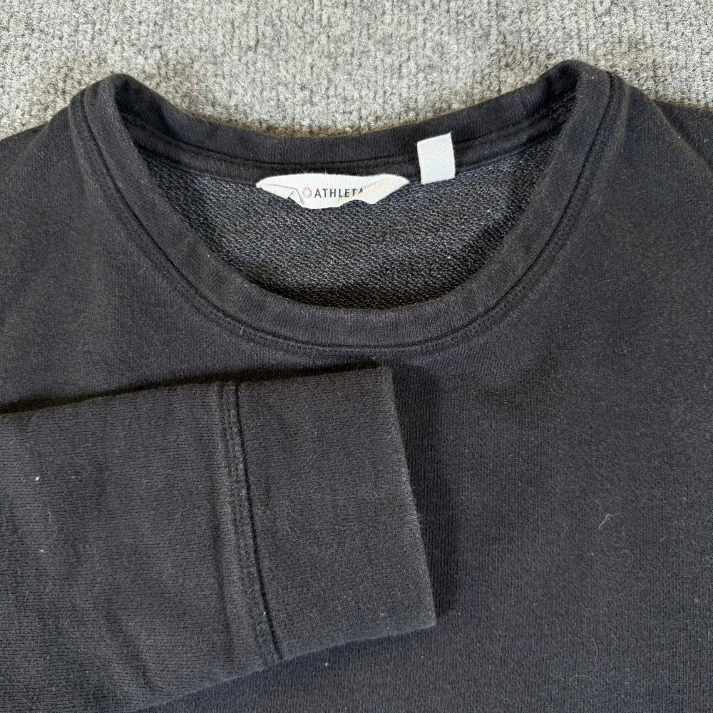 Athleta Womens Black Side Zip French Terry Sweatshirt XS Relaxed Fit 868491-01